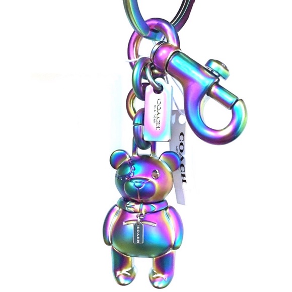 Coach Accessories - NWT! Coach Iridescent Teddy Bear Purse Charm Fob